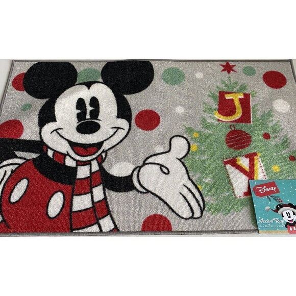 Disney Christmas Mickey Mouse With Scarf Accent Rug 20X32” Holiday Doormat NEW - Picture 2 of 8